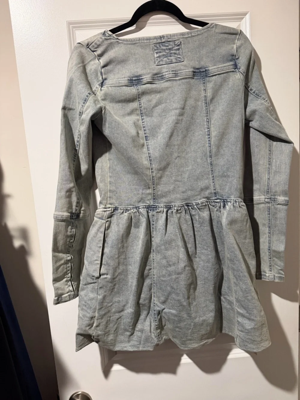 We The Free Light Wash Denim Button-Front  Dress - Light Blue 🔥 Size L - Picture 3 of 7